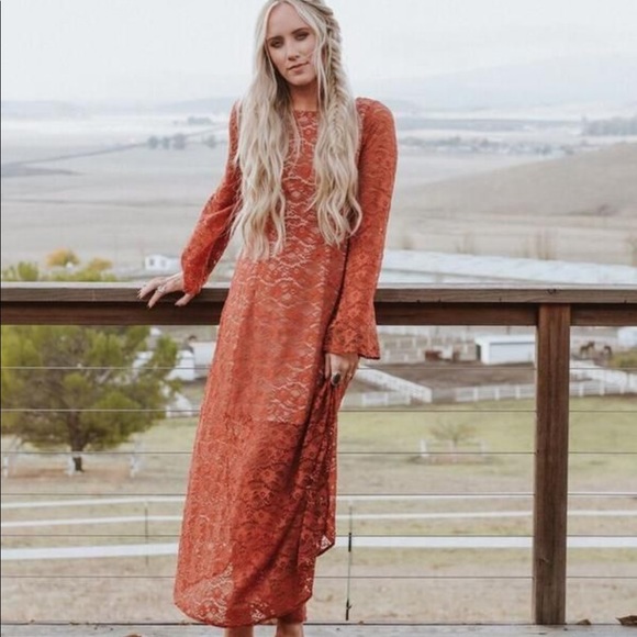 boho burnt orange maxi dress